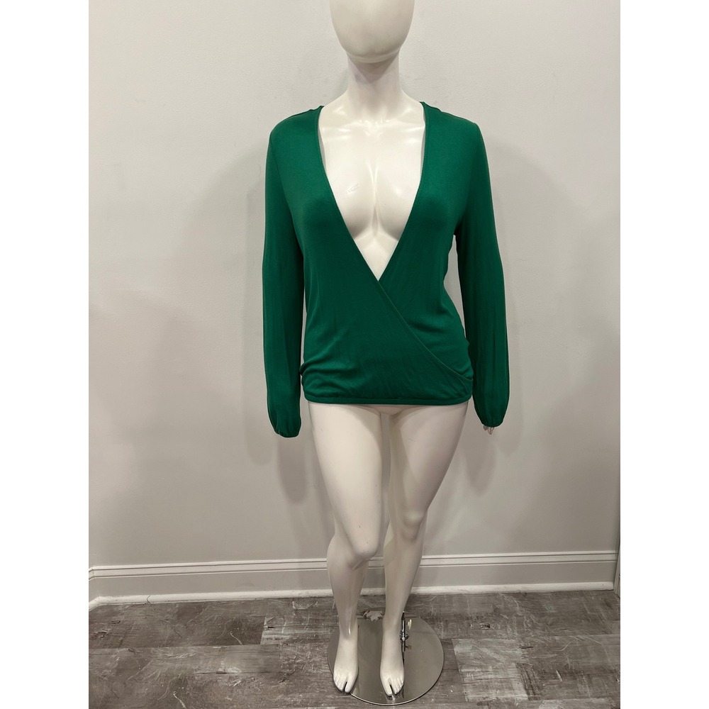 INC International Concepts Womens XL Dark Emerald Green Surplice Wrap Top NWT